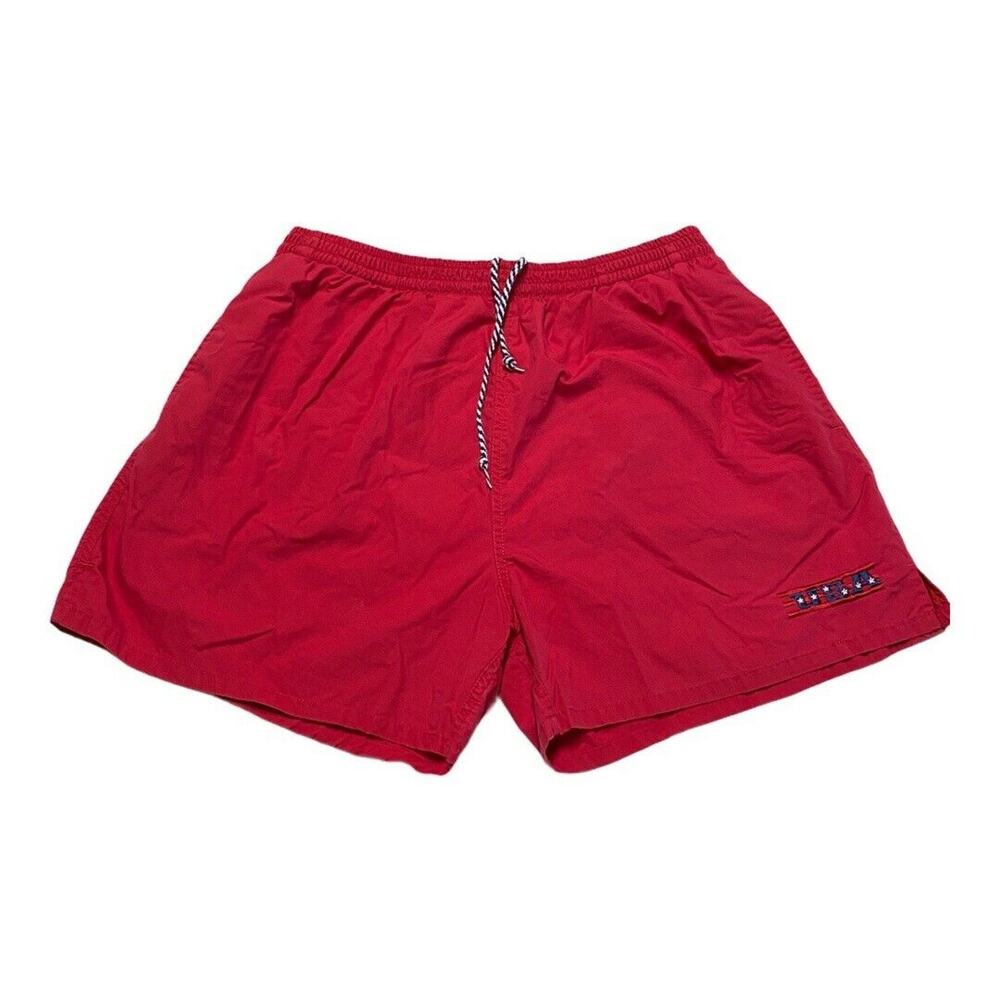 Fremantle Action Wear Men's Swim Trunks shorts Swimming Sz L 38/40 Red USA Logo
